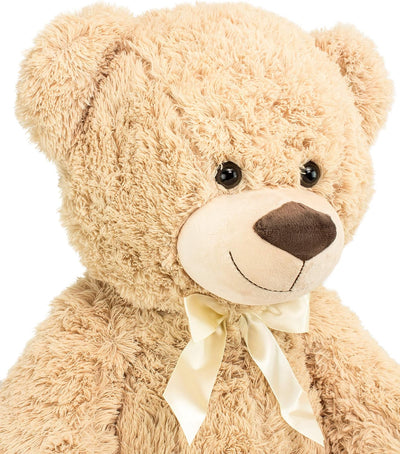 BRUBAKER XXL Teddybär 100 cm gross Beige mit einem Ich Liebe Dich Herz Stofftier Plüschtier Kuschelt