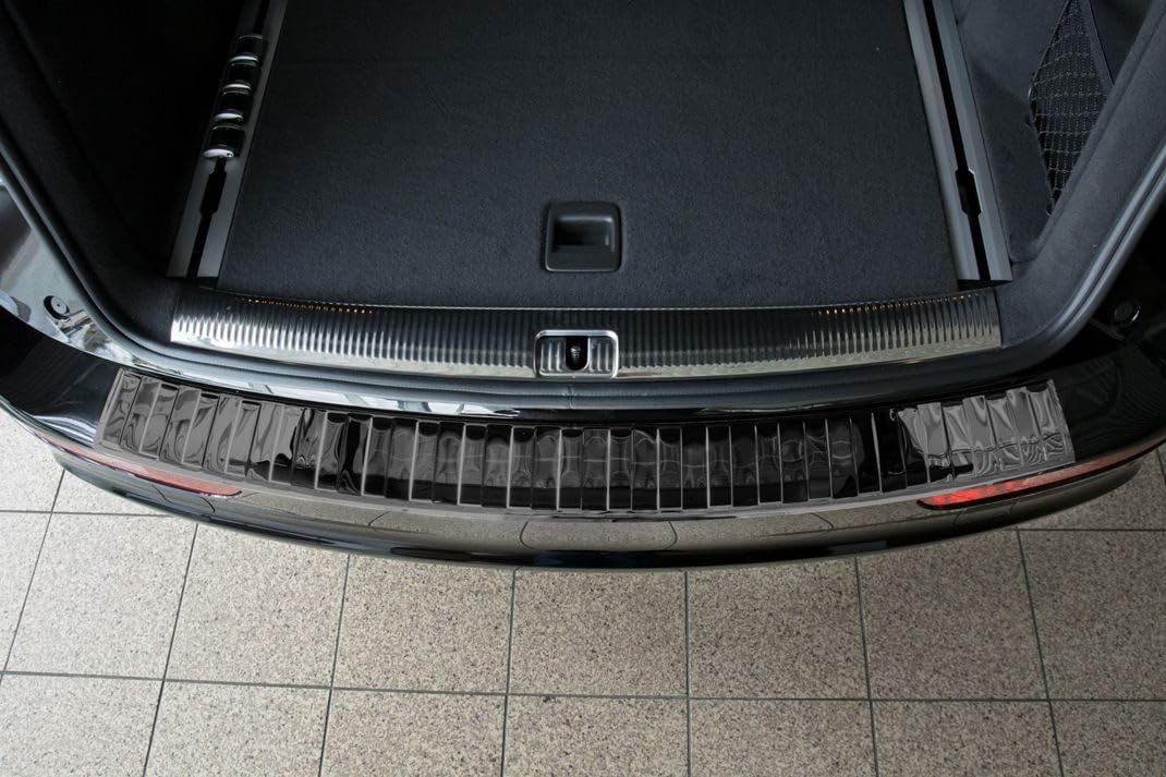 Avisa Spiegelschwarz Edelstahl Heckstossstangenschutz kompatibel mit Audi Q5 2008-2012 & 2012- 'Ribs