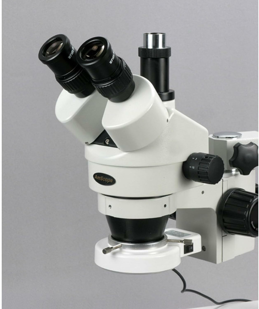 AmScope SM-3T-54S Boom Ständer Trinokulares Zoom Stereomikroskop mit 54 LED-Licht, 7X-45X, Weiss