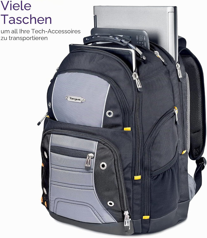 Targus DrifterTrek Backpack with USB Power Pass-Thru Port Schwarz/Grau 16" Zoll, Schwarz/Grau 16" Zo