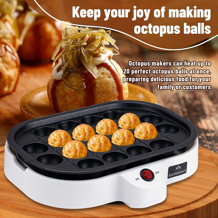 BAOSHISHAN Elektrische Takoyaki Maker Octopus Ball Maschine 20 Löcher Takoyaki Gerät für Zuhause 220