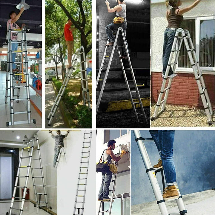 5M Teleskopleiter Ausziehleiter Klapp Ausziehbar Stehleiter Mehrzweck Edelstah, 16,5ft Einziehbare F