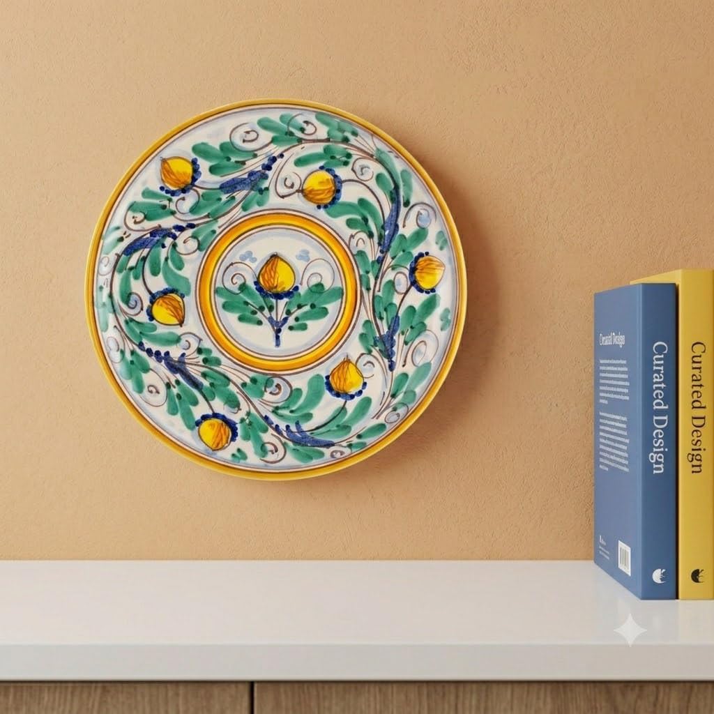 Ceramiche Azzaro & Romano Caltagirone Dekorativer Teller für Wanddekoration, Durchmesser 20 cm, aus