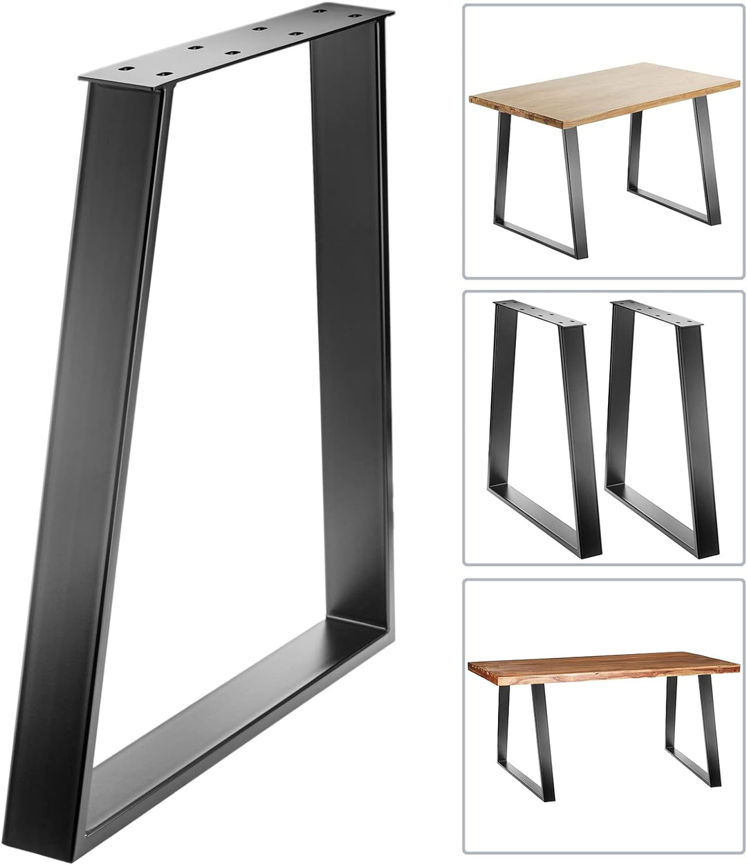 PrimeMatik - Tischbeine rechteckig aus Stahl 700 x 85 x 730 mm 2-Pack