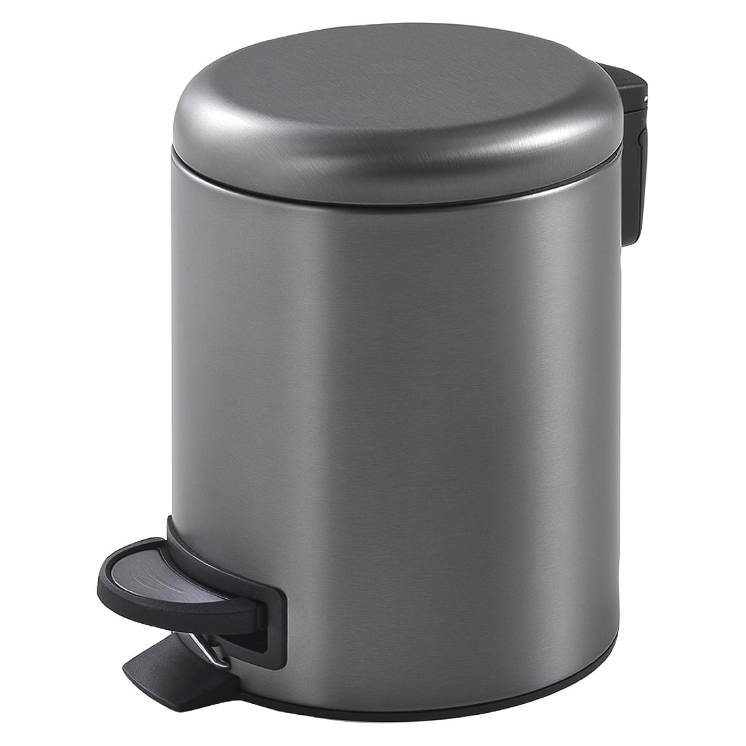 Gedy POTTY Abfalleimer für Badezimmer, rund, 3 l, mit Pedal und Softclose-Deckel, Edelstahl, Gun Met