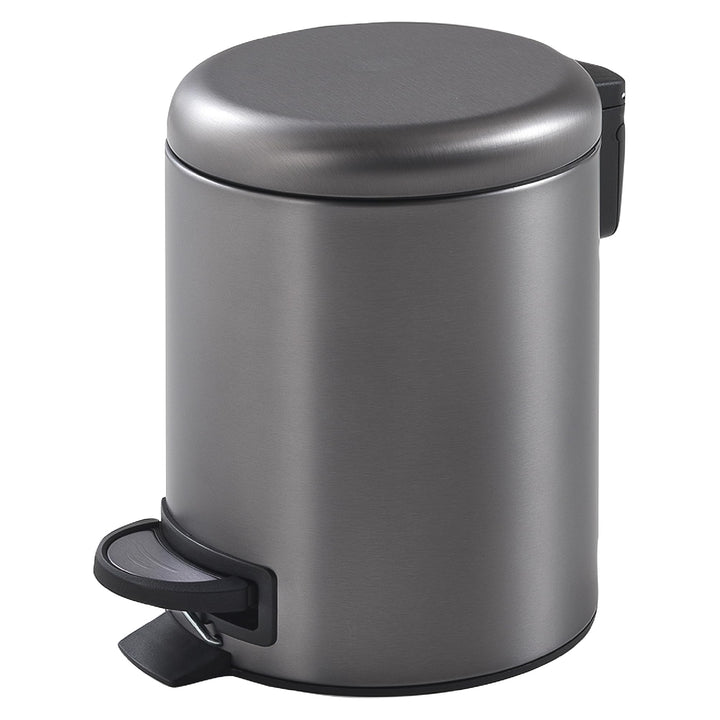 Gedy POTTY Abfalleimer für Badezimmer, rund, 3 l, mit Pedal und Softclose-Deckel, Edelstahl, Gun Met