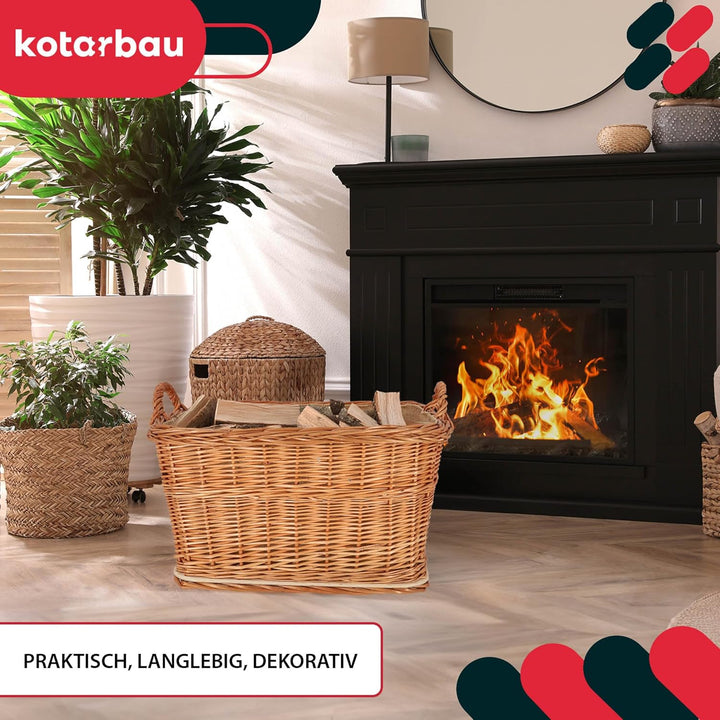 KOTARBAU® Weidenkorb für Brennholz - Holzkorb für Kaminholz - Erntekorb - 55x45 cm - Kaminholzkorb m