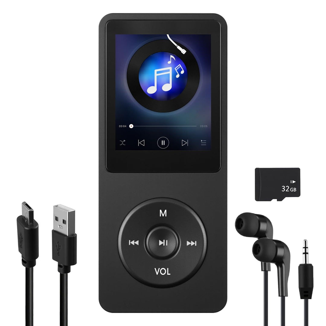 32GB MP3 Player Bluetooth 5.3 mit 1.8" TFT Farbbildschirm HiFi Musik Kinder MP3-Player mit Lautsprec