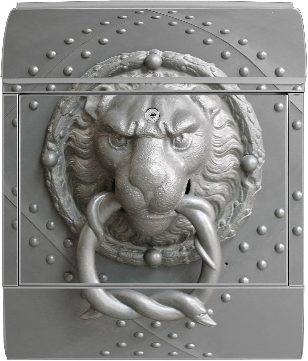 banjado® Design Briefkasten mit Motiv Eisentor 39x47x14cm & 2 Schlüssel - Briefkasten Stahl Silber m