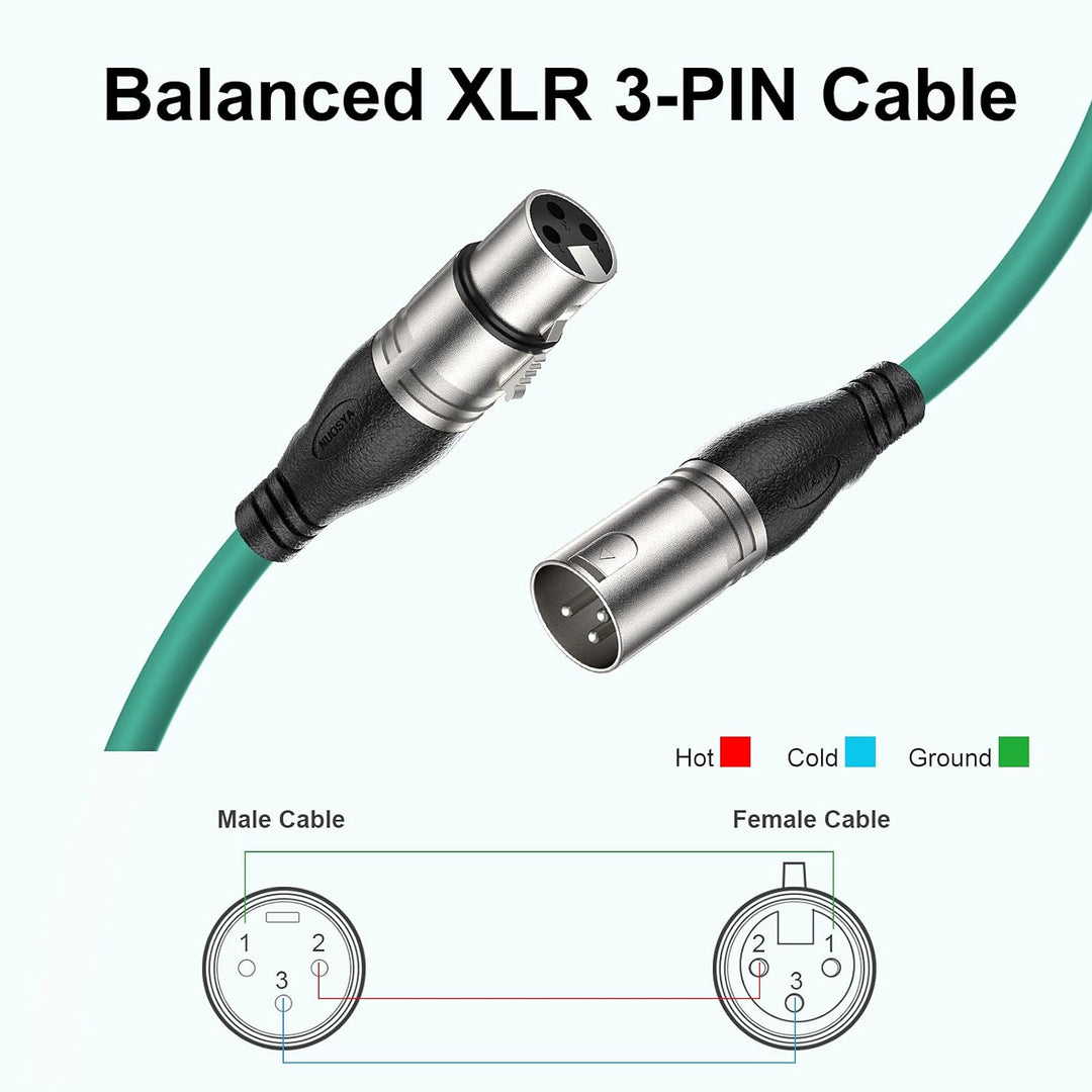 NUOSIYA XLR Kabel 6m 6 Farben XLR Mikrofon Splitterkabel Adapter, 3-Pin XLR Stecker auf Buchse Mikro