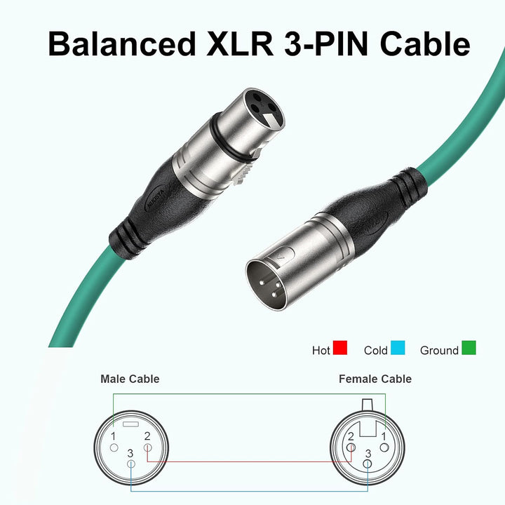 NUOSIYA XLR Kabel 6m 6 Farben XLR Mikrofon Splitterkabel Adapter, 3-Pin XLR Stecker auf Buchse Mikro