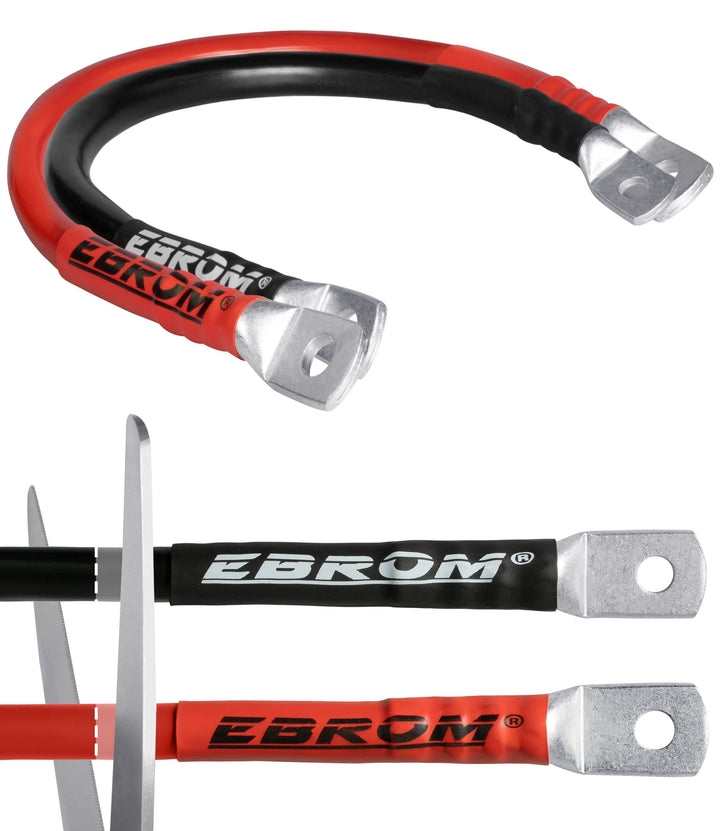 EBROM Batteriekabel rot + schwarz 12/24/48V 70 mm² bis 207A 2xM12 je 370 cm 370 cm 70 mm² M12+M12 ma