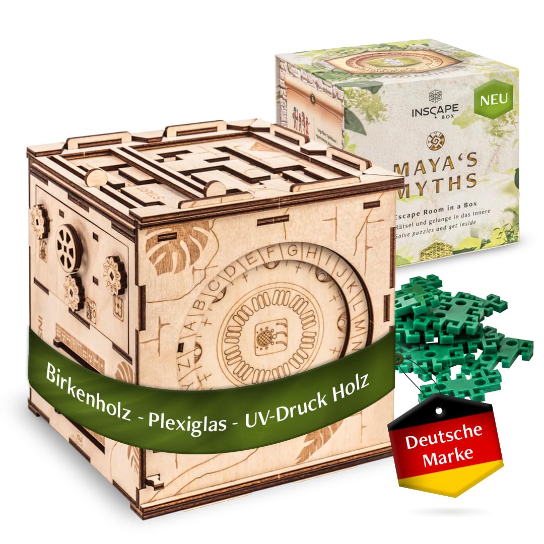 INSCAPE Maya´s Myths - Escape Room Spiel - XL Rätselbox Holz - Escape Box - 3D Puzzle Box - Knobelsp