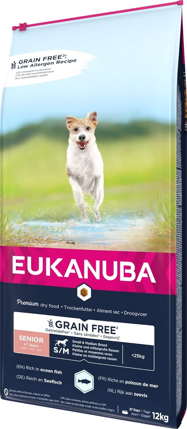 Eukanuba Hundefutter getreidefrei mit Fisch für kleine und mittelgrosse Rassen - Trockenfutter für S