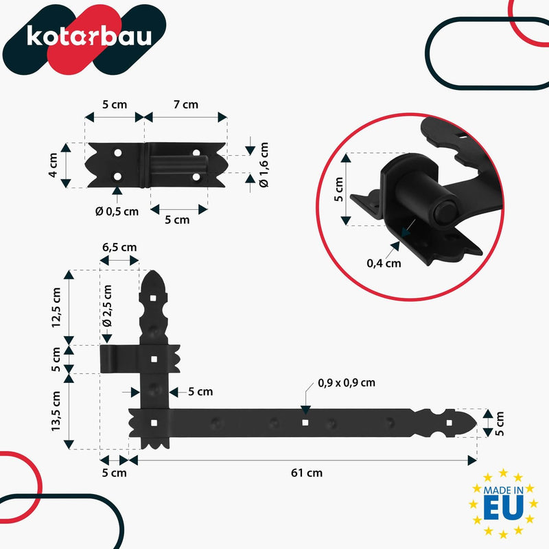 KOTARBAU® Winkelband 600 x 300 mm mit Kloben 2 Paar Fensterladenband Winkelscharnier Türband Torband