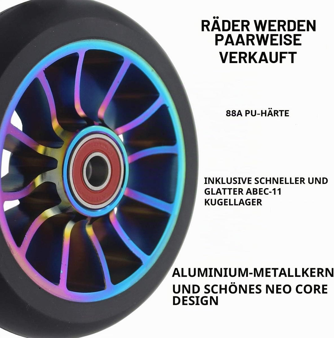 aibiku 2 Stück 100mm Stunt Scooter Rollen mit Zwei Abec-11 Kugellagern passend für Apollo/Albott/Cox