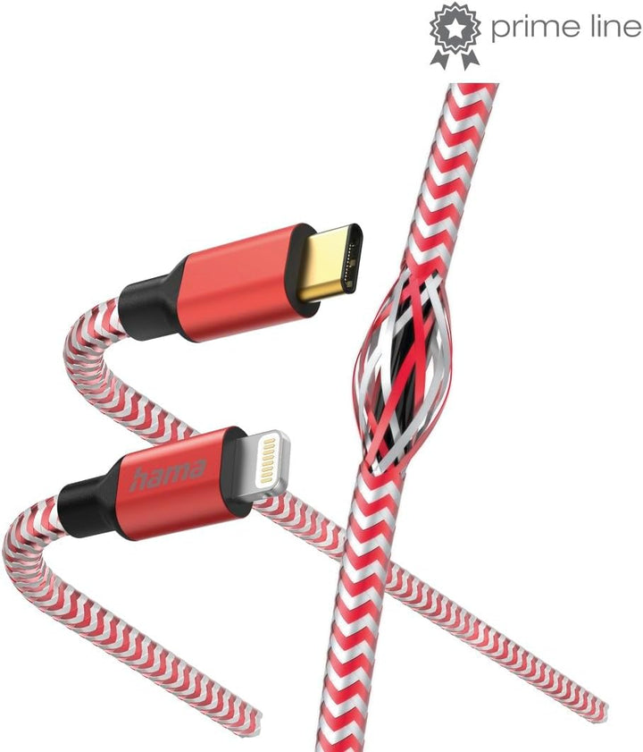 Hama Ladekabel „Reflective“ USB C auf Lightning, Nylon, 1,5m (iPhone Ladekabel, Lightning Kabel, iPh