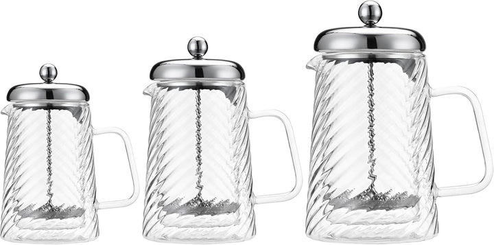 Café Olé Rotolo 6 Tassen Cafetière, doppelwandig isoliert, Glas und Edelstahl 5 Tassen Cafetière, 5