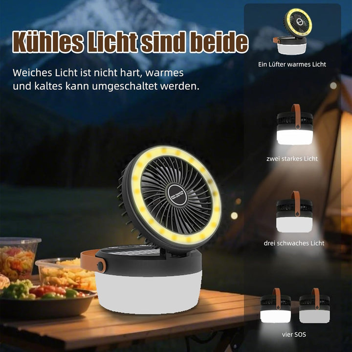 Solar Camping Ventilator, USB Rechargeable Fan, Tischventilator akku Ventilator Camping Campinglampe