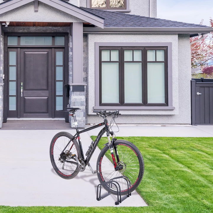 Relaxdays Fahrradständer, für 2 Fahrräder, aus Metall, mit Montagematerial für Boden, HxBxT: 27 x 40