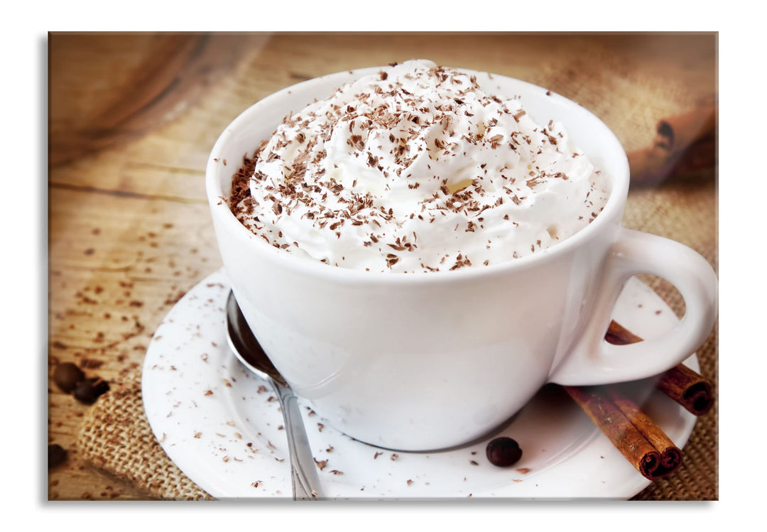 Pixxprint Glasbild | Wandbild aus Echtglas | Kaffee mit viel Creme | 60x40 cm | inkl. Aufhängung und