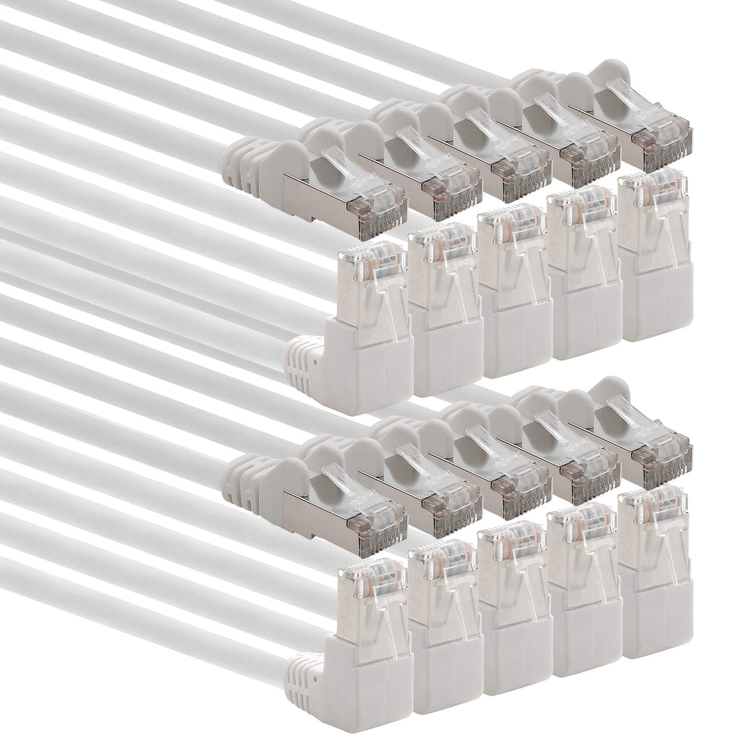 1aTTack.de 366238 Cat.6 Netzwerkkabel Winkel 90 Grad 5m - weiss - 10 Stück - Cat6 Patchkabel (SFTP P