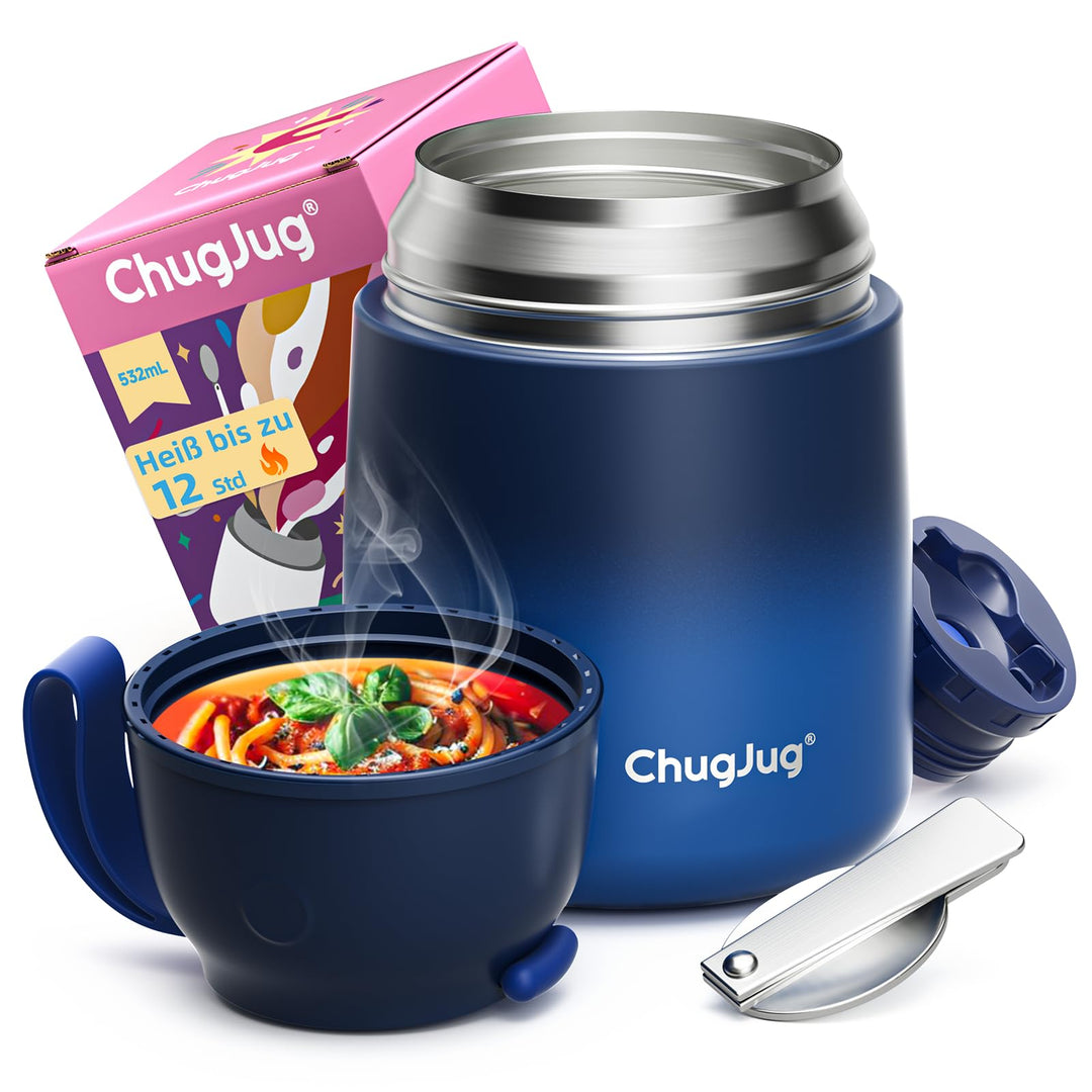 Thermobehälter für Essen 530ml, Edelstahl Thermobecher für Essen Warmhaltebehälter mit Löffel, Ausla