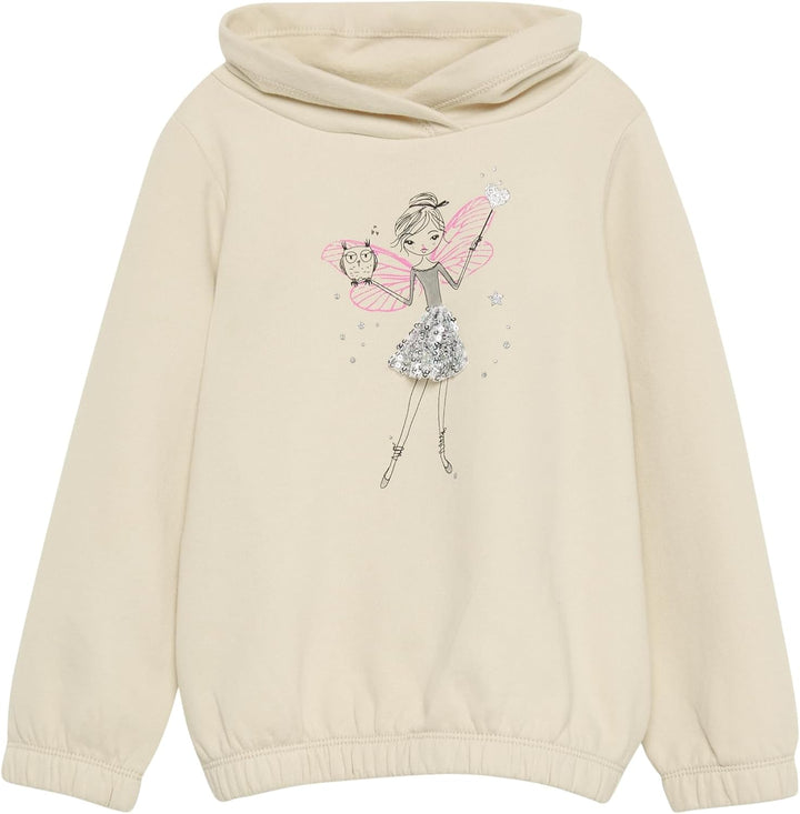 s.Oliver Wärmendes Sweatshirt mit Schalkragen und Glitzer-Artwork, Helles Sand