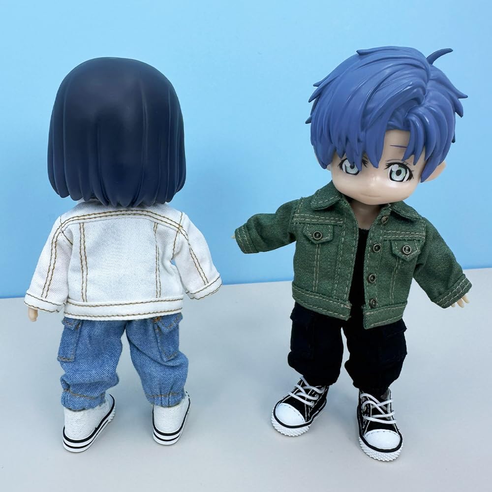 niannyyhouse OB11 1/12 BJD Puppenkleidung Mantel Tasche Hose Weste Schuhe Denim Outfit 10,9 cm Actio