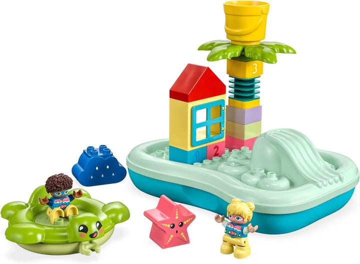 LEGO DUPLO Wasserrutsche Set, Badespielzeug für Kleinkinder ab 2 Jahren, mit schwimmender Insel, Sch