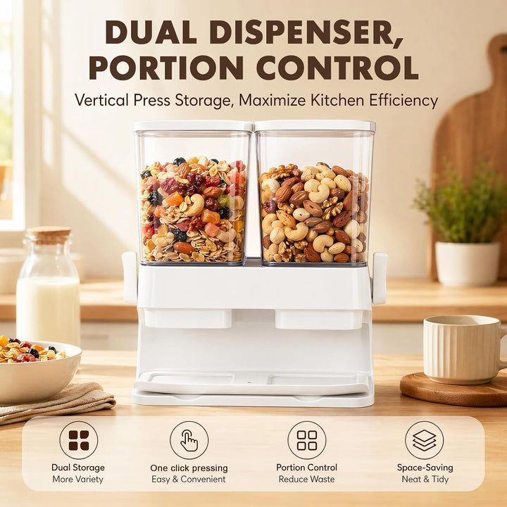 Müslispender 2er Pack, Doppelte 3L luftdichte Müsli-Speicherkiste, Cornflakes Spender Doppelte Steue