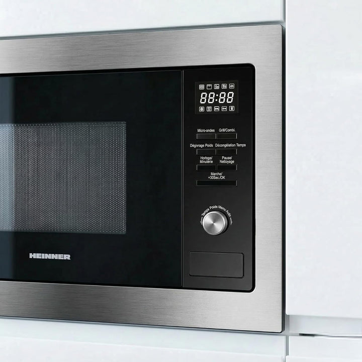 HEINNER HMW-MDBI25GDIX Einbau-Mikrowellenofen mit Digitalsteuerung und 1000W Grill (Edelstahl) – Ink
