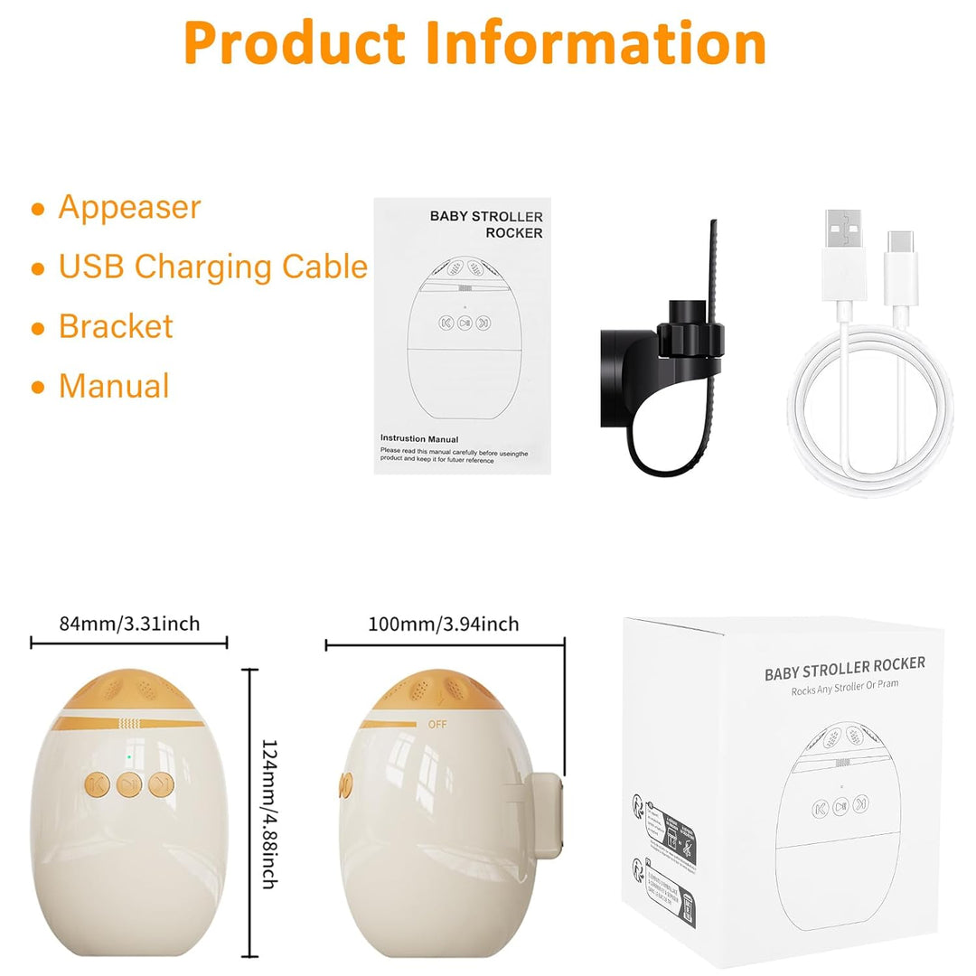 Kinderwagenschaukler, Kinderwagen Schaukler Wiederaufladbar, Einschlafhilfe Baby, Tragbare Schlafhil