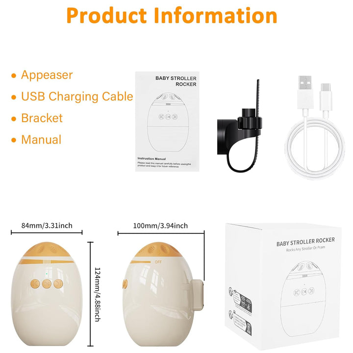 Kinderwagenschaukler, Kinderwagen Schaukler Wiederaufladbar, Einschlafhilfe Baby, Tragbare Schlafhil