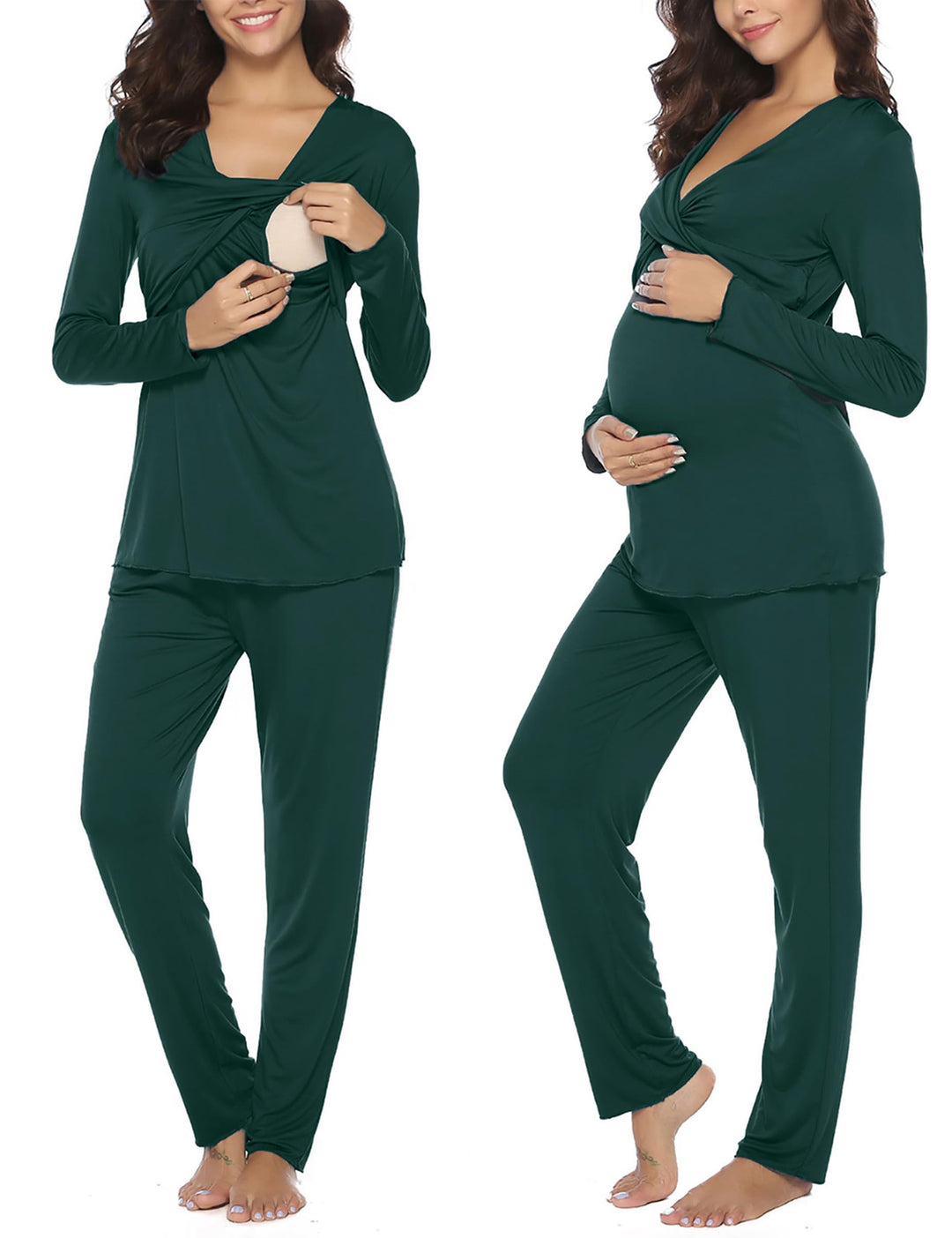 Irdcomps Stillpyjama Damen Lang Stillschlafanzug Baumwolle Umstandspyjama Lang Schwangerschaft Pyjam