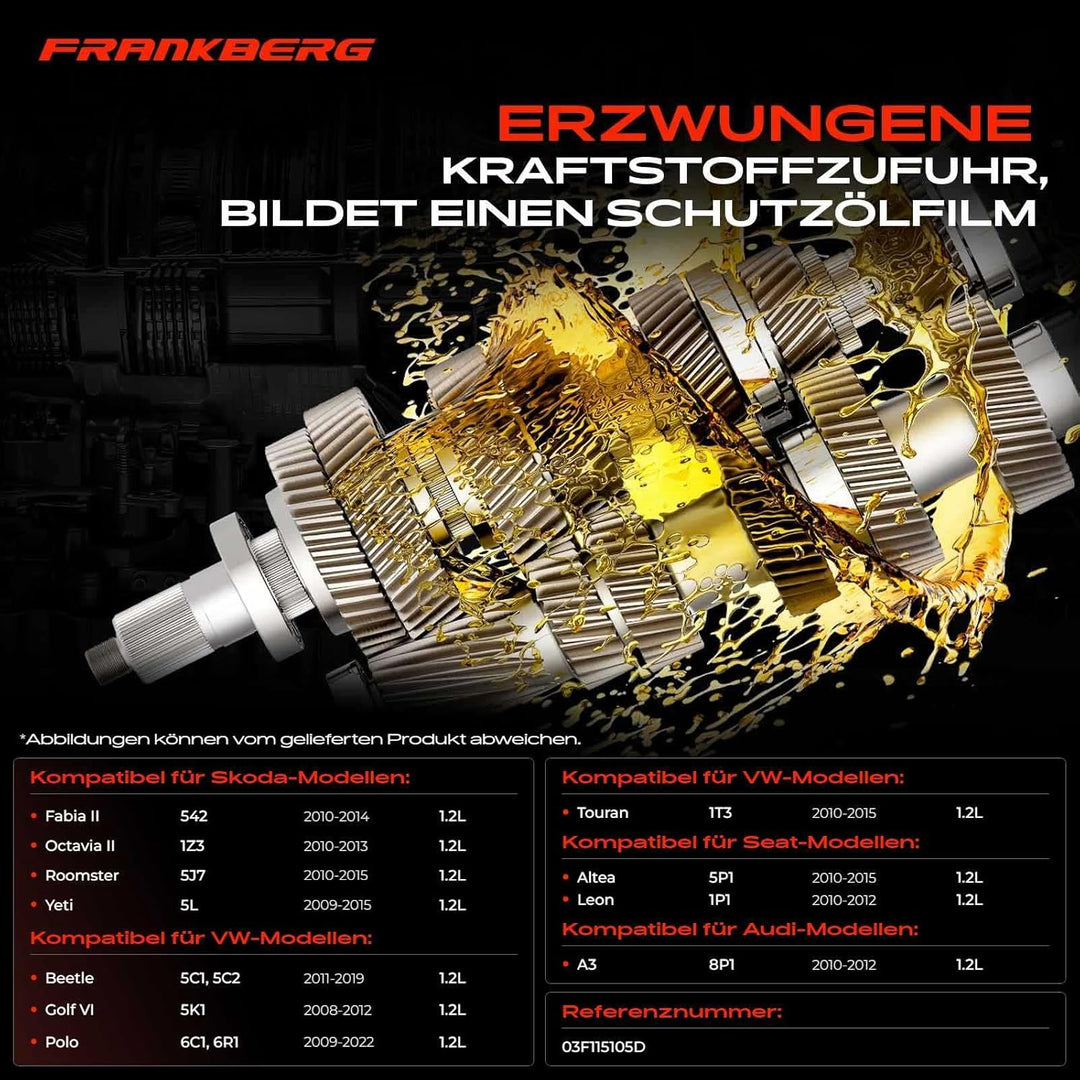 Frankberg Ölpumpe Öl Pumpe Kompatibel mit Leon 1P1 1.2L Benzin 2010-2012 Golf VI 5K1 1.2L Benzin 200
