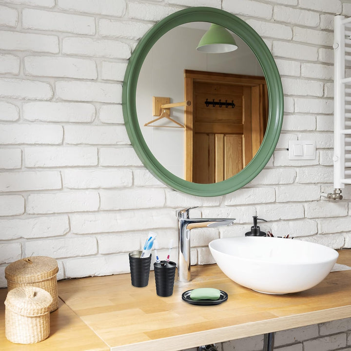 Relaxdays Badezimmer Set, 4-teilig, Seifenspender, Seifenschale, Zahnputzbecher, Zahnbürstenhalter,