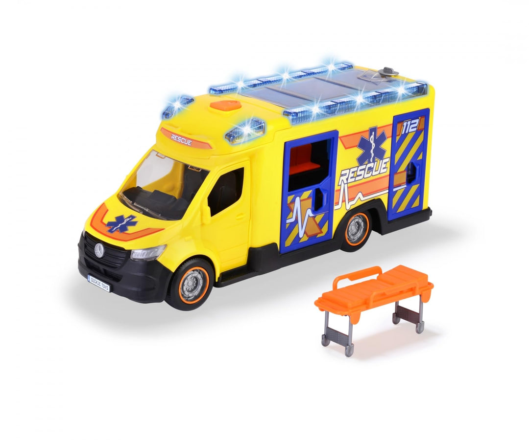 Dickie Toys - Rettungswagen Mercedes-Benz Sprinter (34,5 cm) - grosses Spielzeugauto mit Sirene, Bla