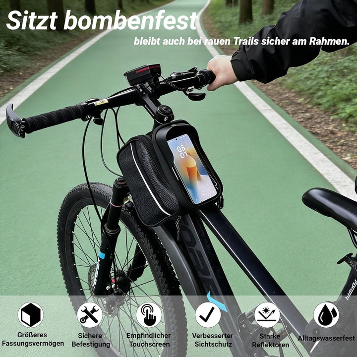 Fahrradtasche Rahmen Wasserdicht, Fahrrad Rahmentasche Kompatibel mit iPhone und Samsung bis 7 Zoll,