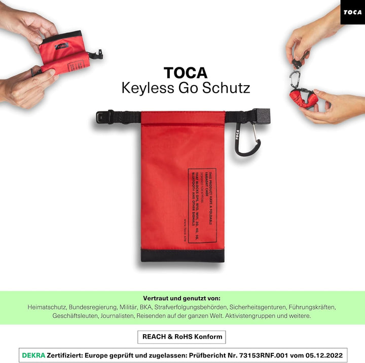 TOCA Keyless Go Schutz - Faraday Bag Autoschlüssel mit RFID Blocker, No Signal Sleeve Schlüsselschut