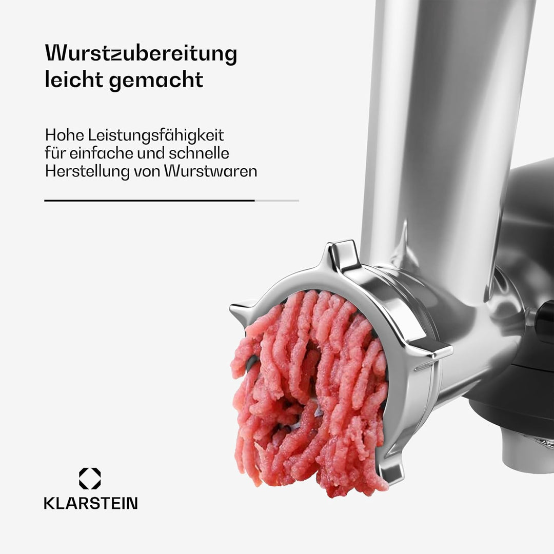 Klarstein Chiara Fleischwolf Küchenmaschinen-Zubehör – Vielseitiger Fleischwolf, Edelstahl, 4 Klinge