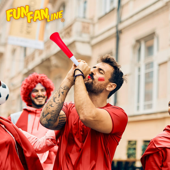FUN FAN LINE - Pack x3 Plastik Vuvuzela Trompeten. Zubehör für Fussball- und Sportfeste. Geräuschvol