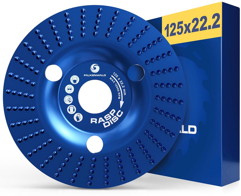FALKENWALD Raspelscheibe 125 Flach - Flexscheibe für Holz 125mm, Frässcheibe für Winkelschleifer Hol