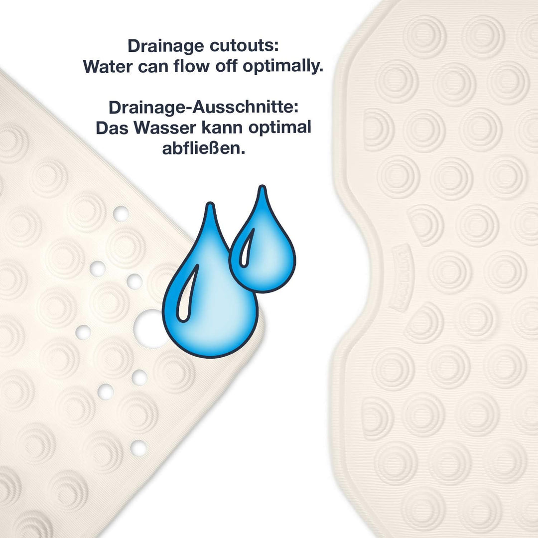 WohnDirect Duschmatte Creme/halbrund 58cm - rutschfest &amp; sehr robust - Antirutschmatte für Dusche od