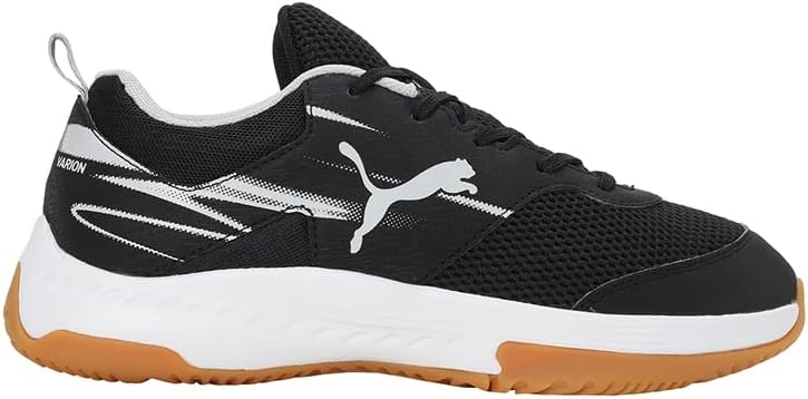 PUMA Unisex Kinder Varion Li Jr Indoor Court Shoe, Black Cool Light Gray Yellow Blaze Gum