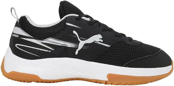 PUMA Unisex Kinder Varion Li Jr Indoor Court Shoe, Black Cool Light Gray Yellow Blaze Gum