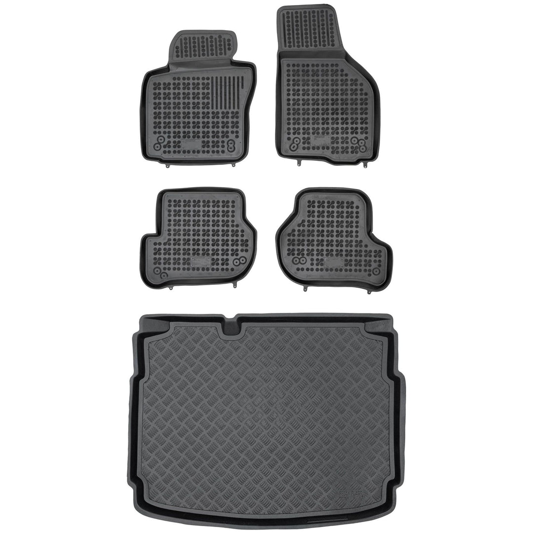 M MOTOS Satz Gummifussmatten und PE Kofferraumwanne für SEAT Leon II MK2 2005-2013 Verbessern Sie Ih