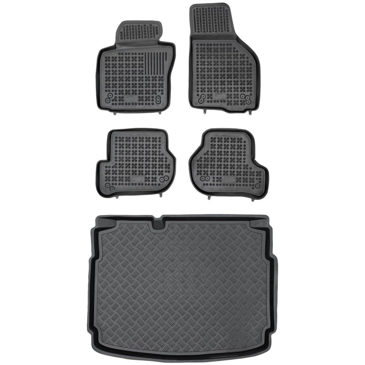 M MOTOS Satz Gummifussmatten und PE Kofferraumwanne für SEAT Leon II MK2 2005-2013 Verbessern Sie Ih