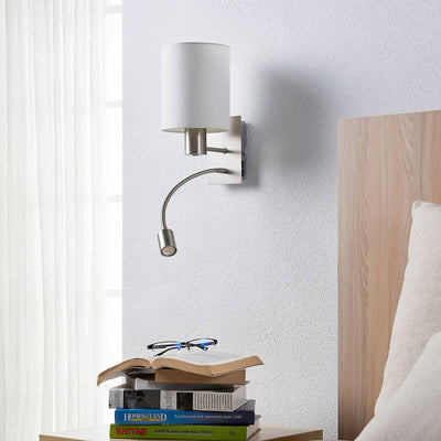 Lindby Wandleuchte, Wandlampe Innen 'Shajan' (Modern) in Weiss aus Textil u.a. für Wohnzimmer & Essz