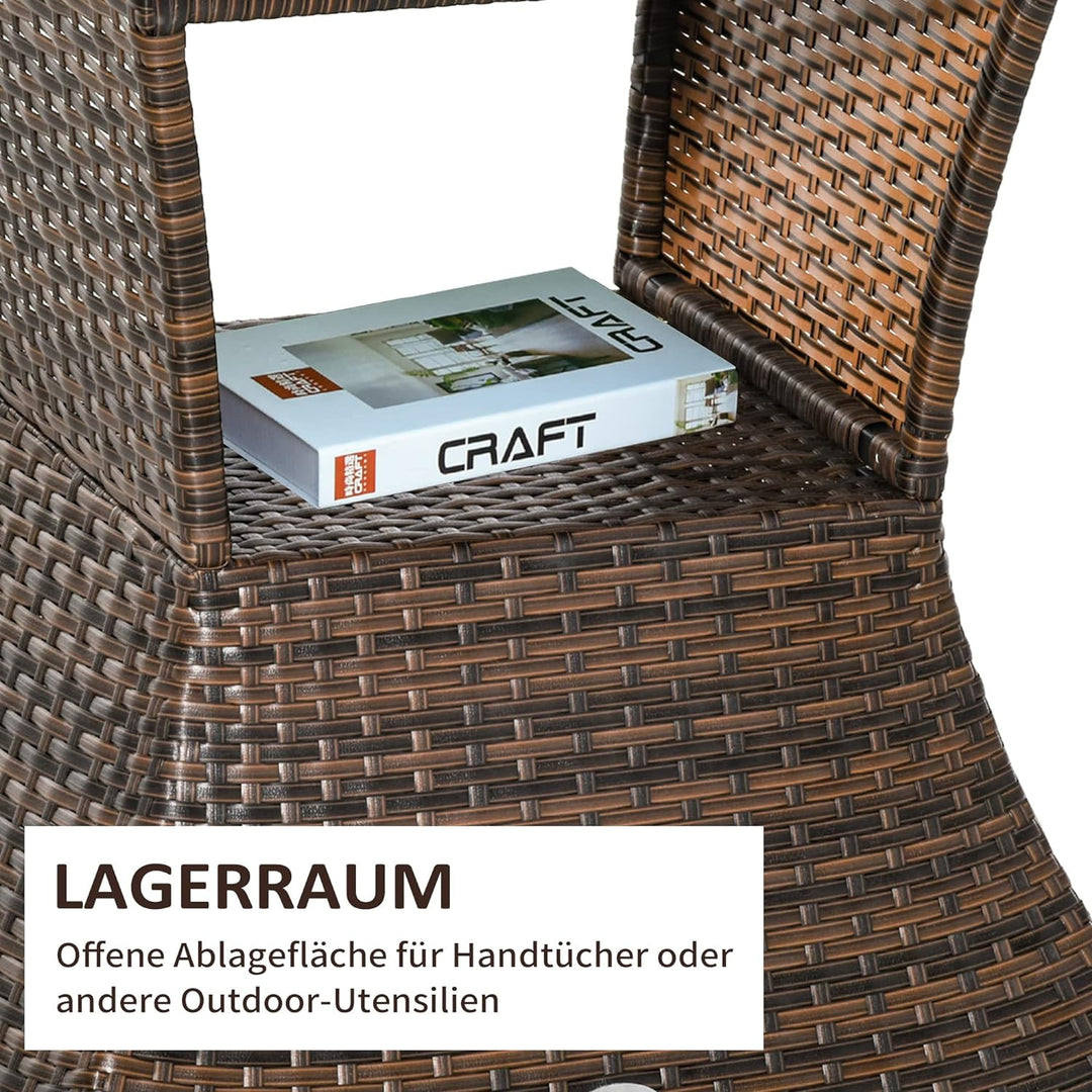 Outsunny Gartentisch Beistelltisch Sonnenschirmständer Gartenmöbel Terrasse Polyrattan Braun 54 x 54